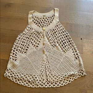 Free People  Beige Crochet Sleeveless vest